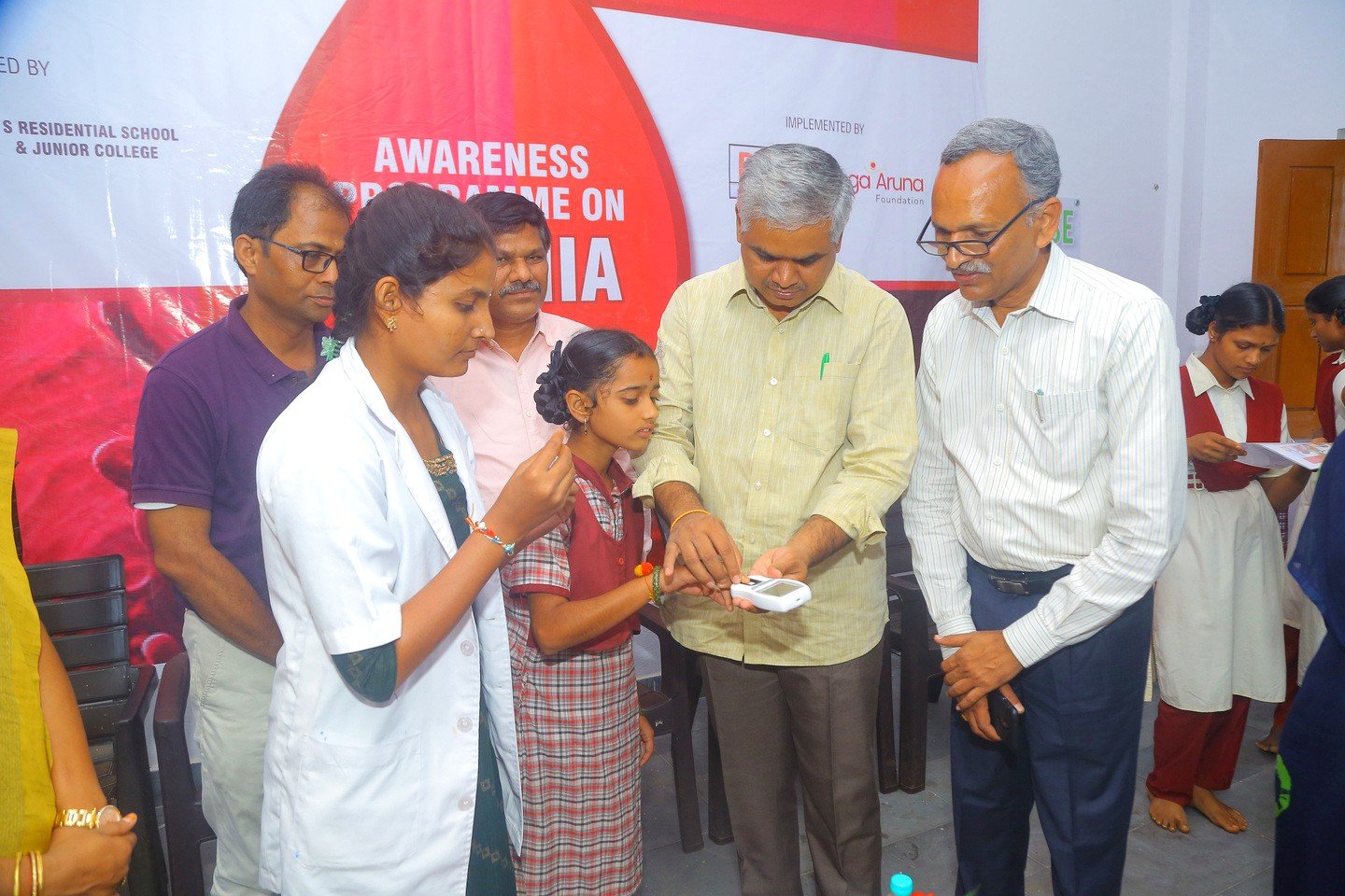 Haemoglobin screening at an anaemia awareness program, part of the AIIMS-supported clinical evaluation